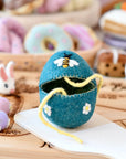 Tara Treasures Felt Egg Cover - blue with bee motif