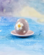 Load image into Gallery viewer, Tara Treasures Felt Floral and Dots Egg Purple Mauve

