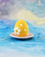 Load image into Gallery viewer, Tara Treasures Felt Floral and Dots Egg Yellow
