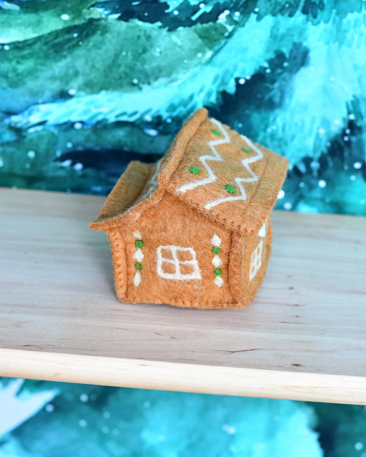 Tara Treasures Felt Gingerbread House Green Door