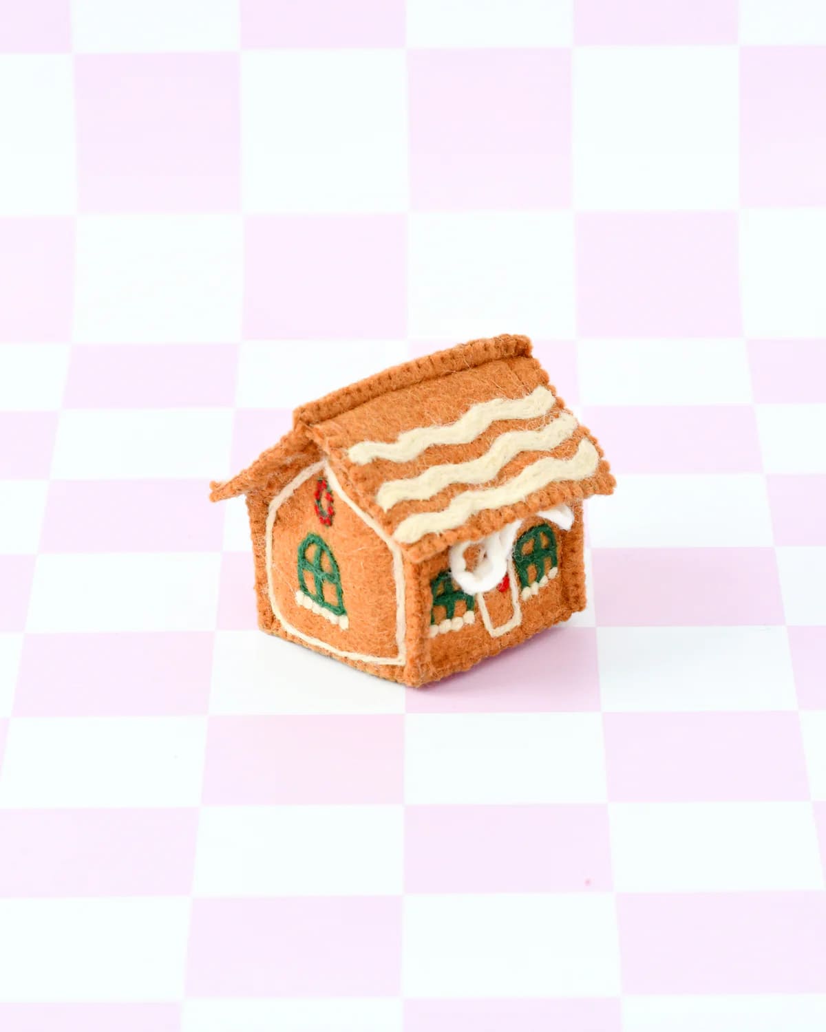 Tara Treasures Felt Gingerbread House Green Windows