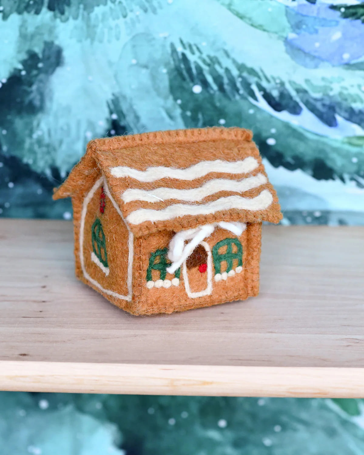 Tara Treasures Felt Gingerbread House Green Windows