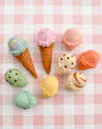 Tara Treasures Felt Ice Cream Set - Waffle Cones and 9 Ice Cream Scoops