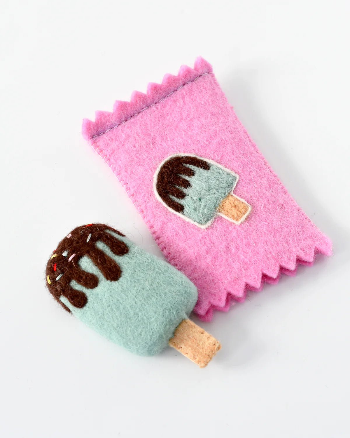 Tara Treasures Felt Mint Ice Cream Popsicle Toy with Wrapper