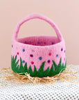 Tara Treasures Felt Pink Basket with Colourful Dots