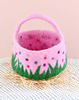 Tara Treasures Felt Pink Basket with Colourful Dots