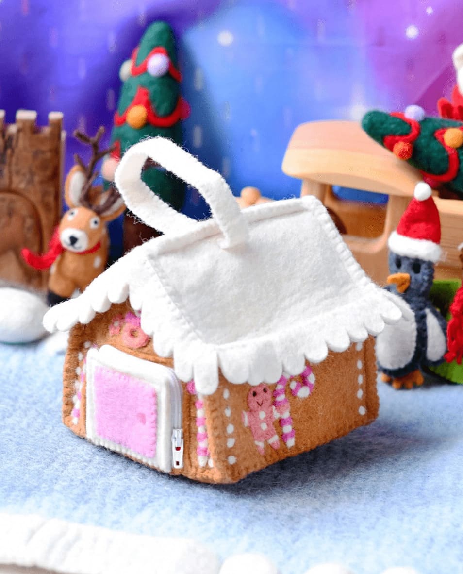 Tara Treasures Felt Pink Gingerbread House Bag