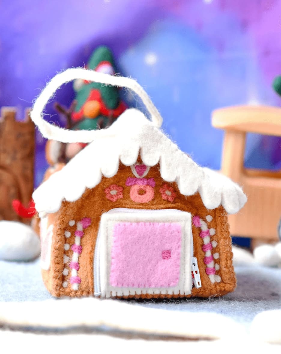 Tara Treasures Felt Pink Gingerbread House Bag