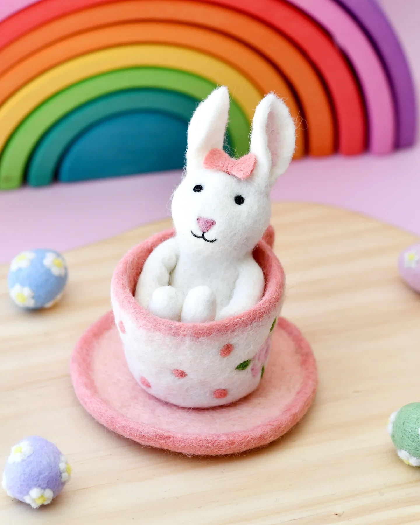 Tara Treasures Felt Rabbit in Tea Cup