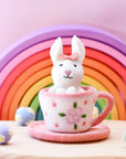 Tara Treasures Felt Rabbit in Tea Cup