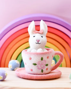 Tara Treasures Felt Rabbit in Tea Cup
