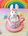 Tara Treasures Felt Rabbit in Tea Cup