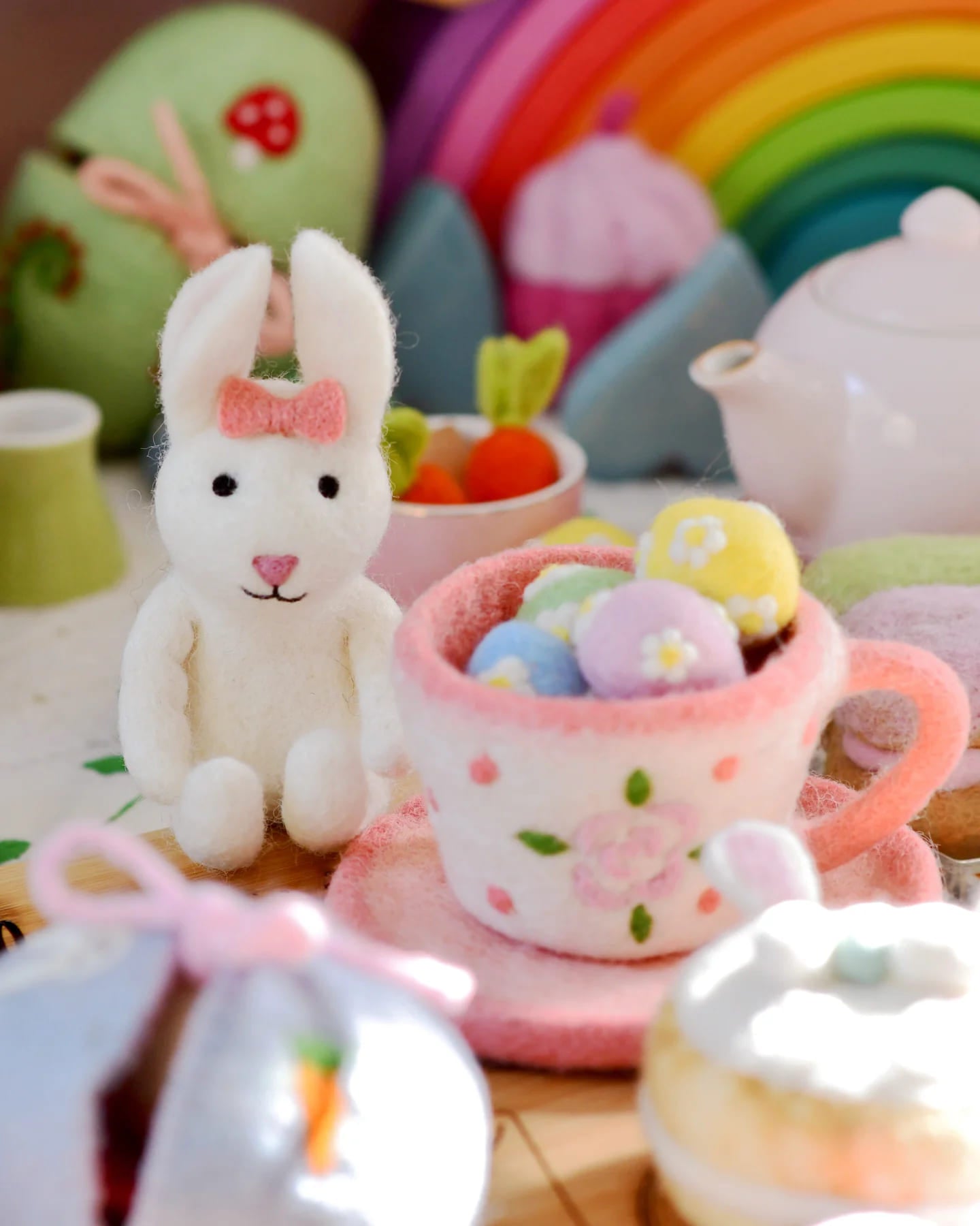 Tara Treasures Felt Rabbit in Tea Cup