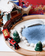 Load image into Gallery viewer, Tara Treasures Felt Round Snow Ice Rink Play Mat Playscape
