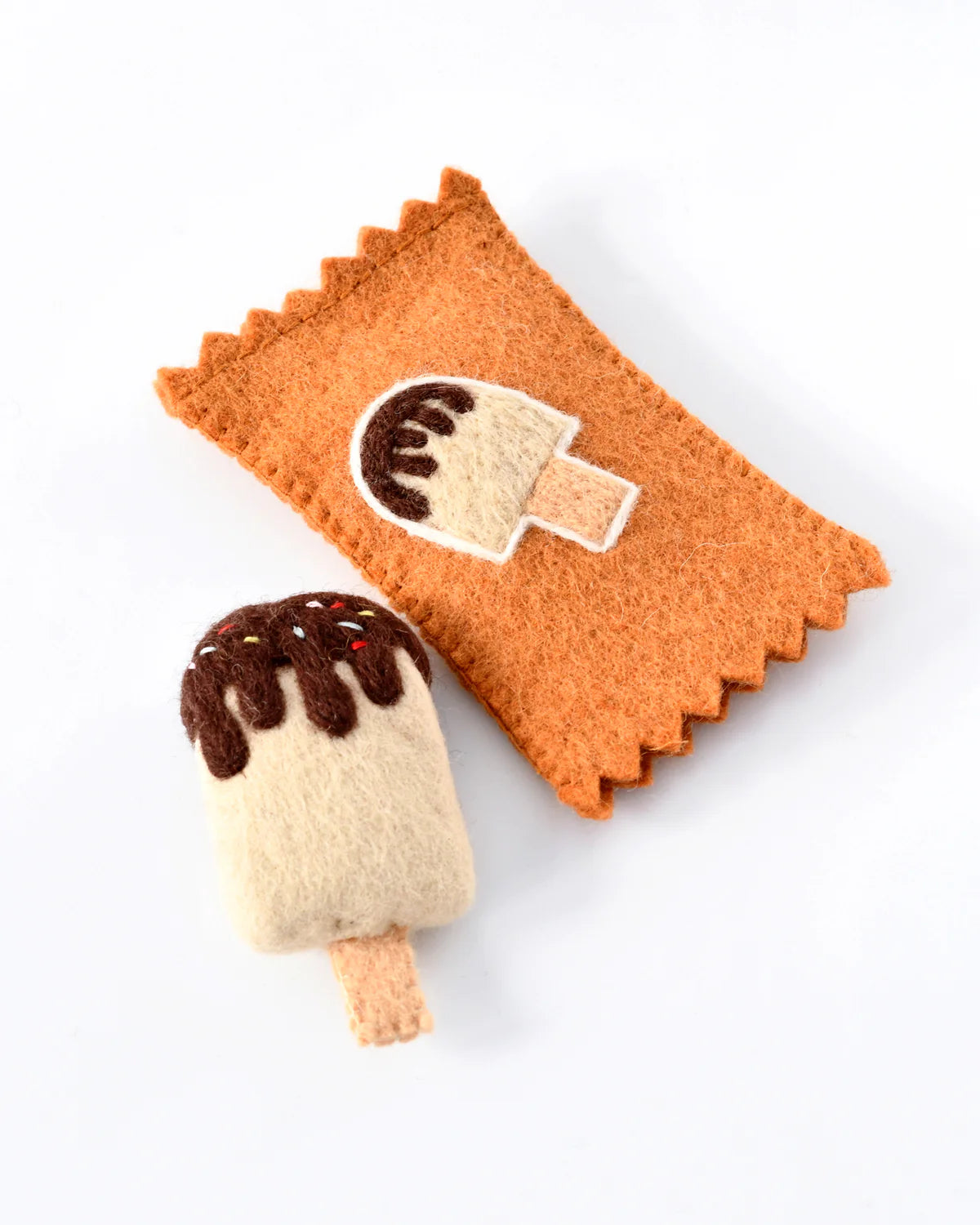 Tara Treasures Felt Vanilla Ice Cream Popsicle Toy with Wrapper