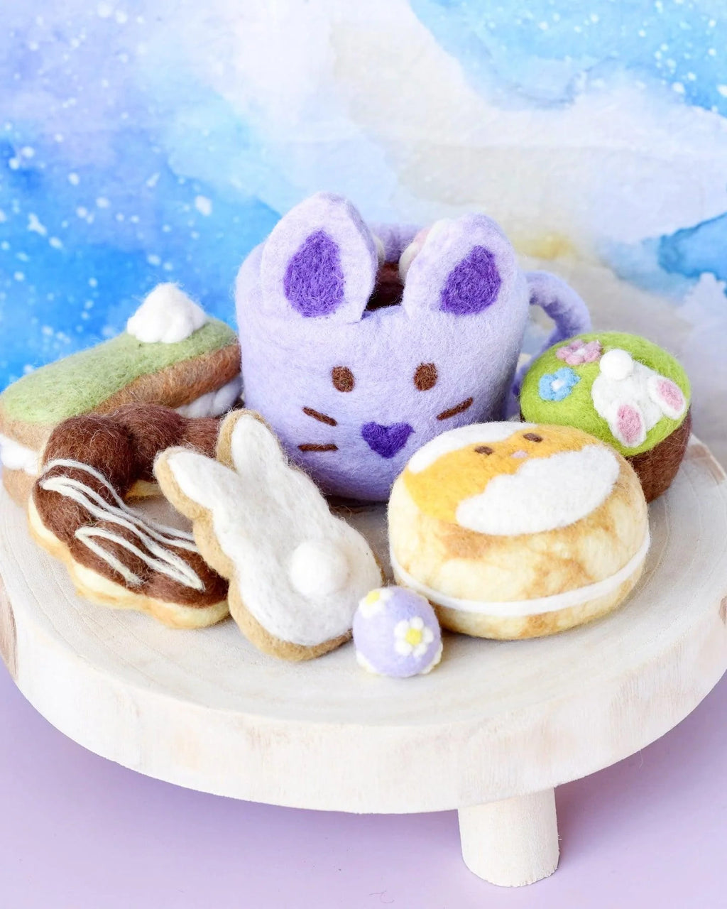 Tara Treasures Grazing Box of Easter Felt Play Food - lilac purple mug