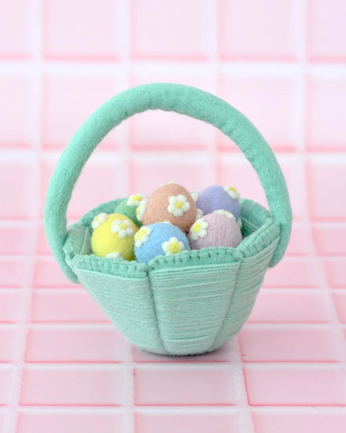Tara Treasures Petite Teal Felt Easter Basket