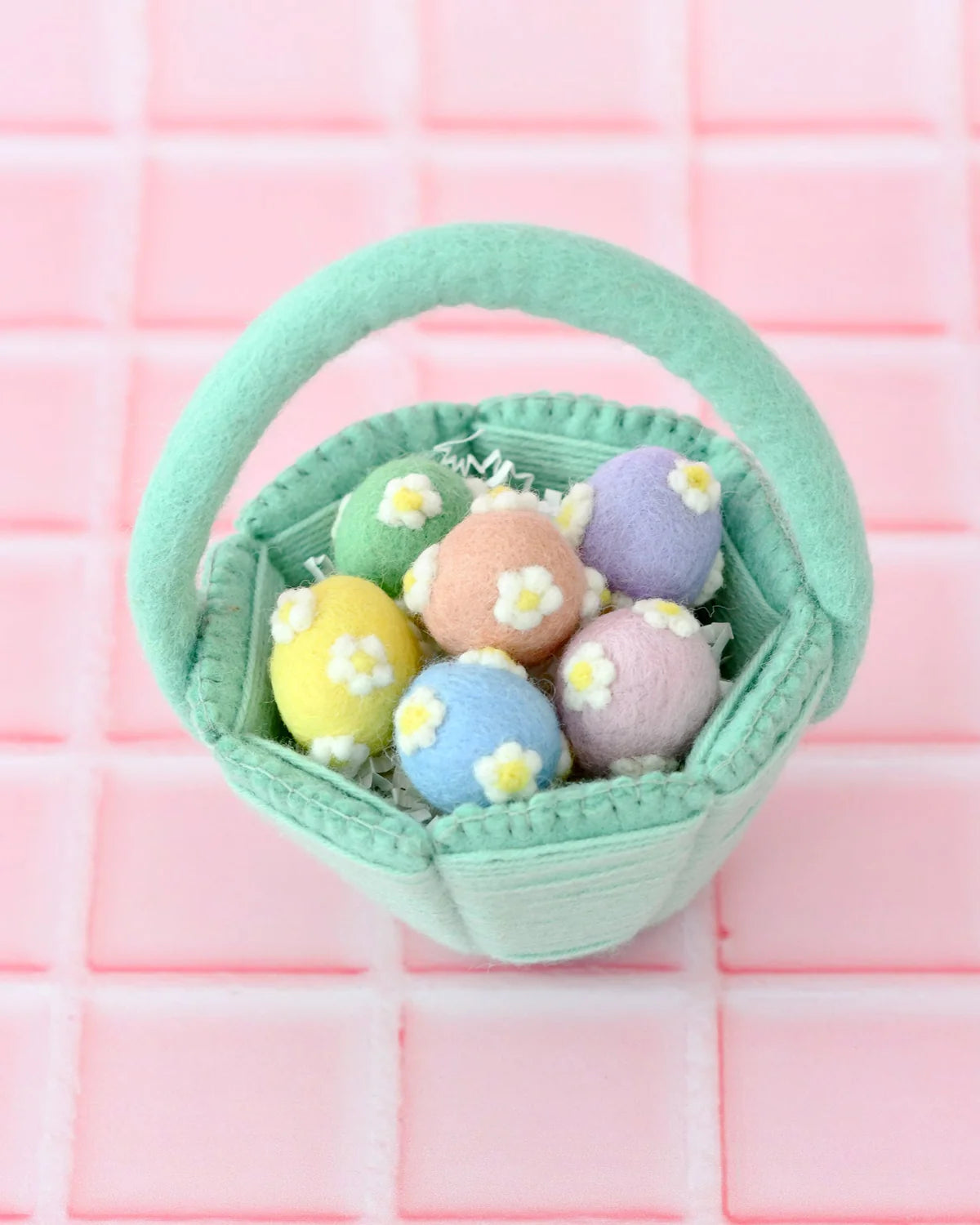Tara Treasures Petite Teal Felt Easter Basket
