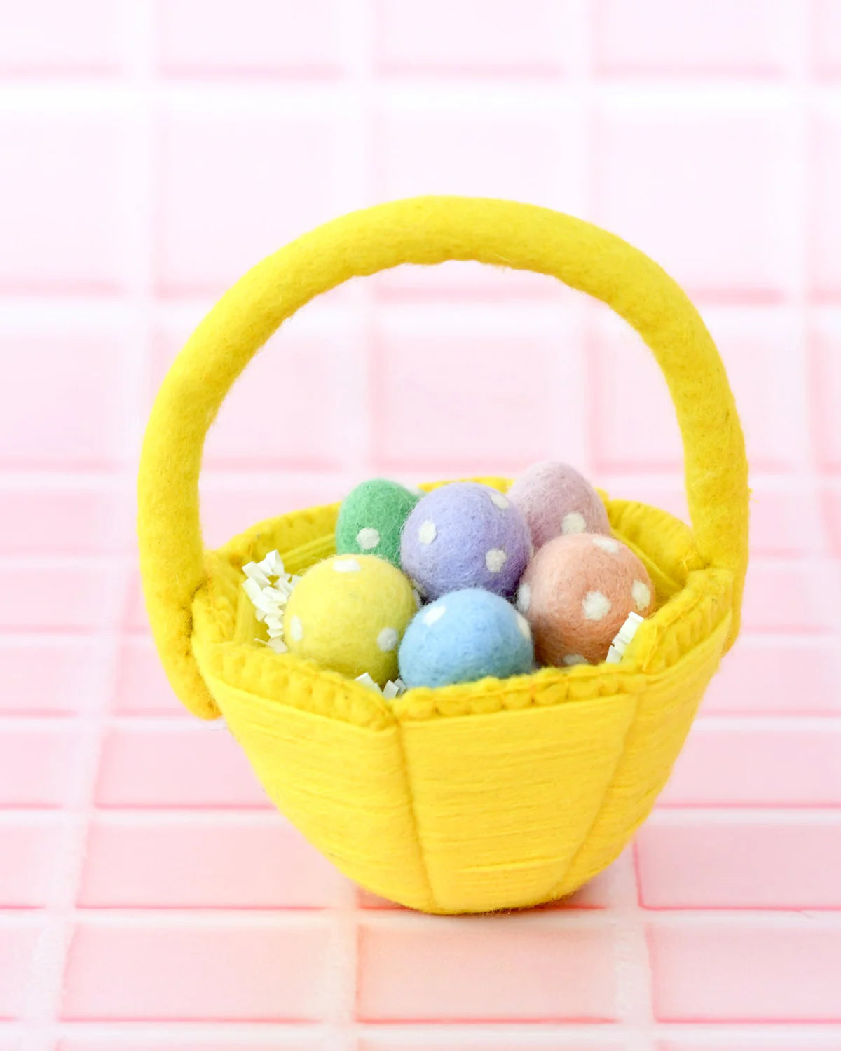 Tara Treasures Petite Yellow Felt Easter Basket