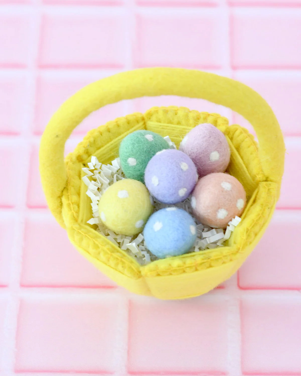 Tara Treasures Petite Yellow Felt Easter Basket