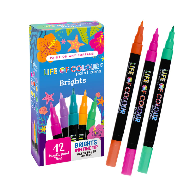 Life of Colour Bright Colours 1mm Fine Tip Acrylic Paint Pens