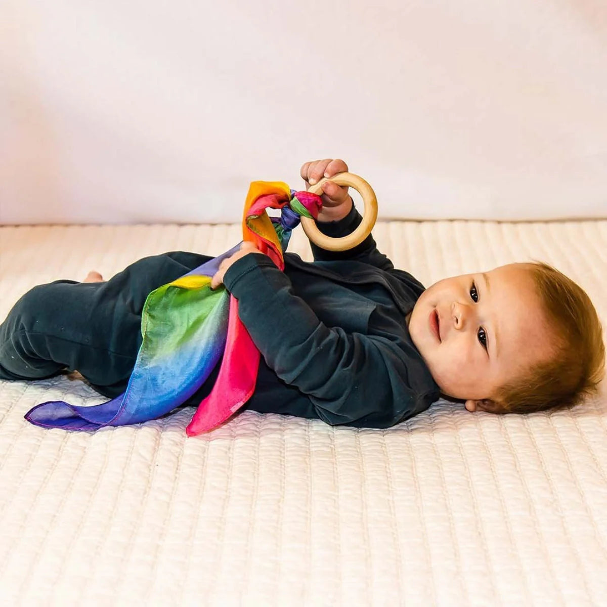 Sarah's Silks Silk and Wood Teethers Rainbow
