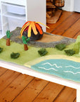 Tara Treasures Large Dinosaur Land with Volcano Play Mat Playscape