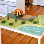 Load image into Gallery viewer, Tara Treasures Large Dinosaur Land with Volcano Play Mat Playscape

