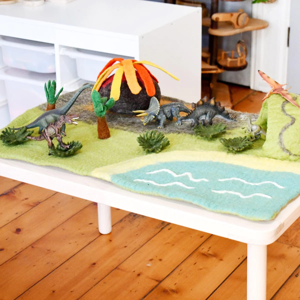 Tara Treasures Large Dinosaur Land with Volcano Play Mat Playscape