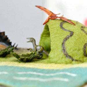 Tara Treasures Large Dinosaur Land with Volcano Play Mat Playscape