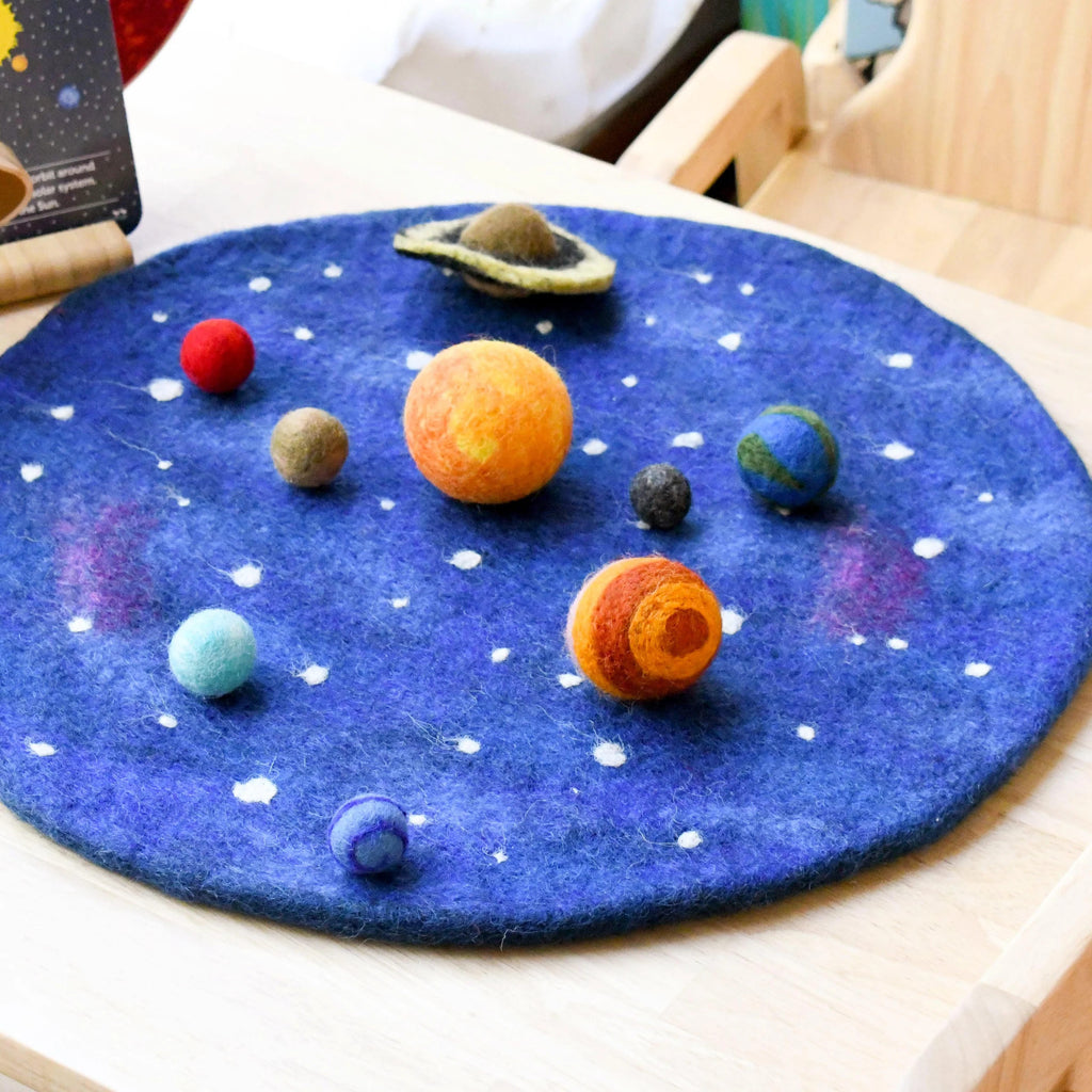 Tara Treasures Solar System Outer Space Play Mat with Felt Planets