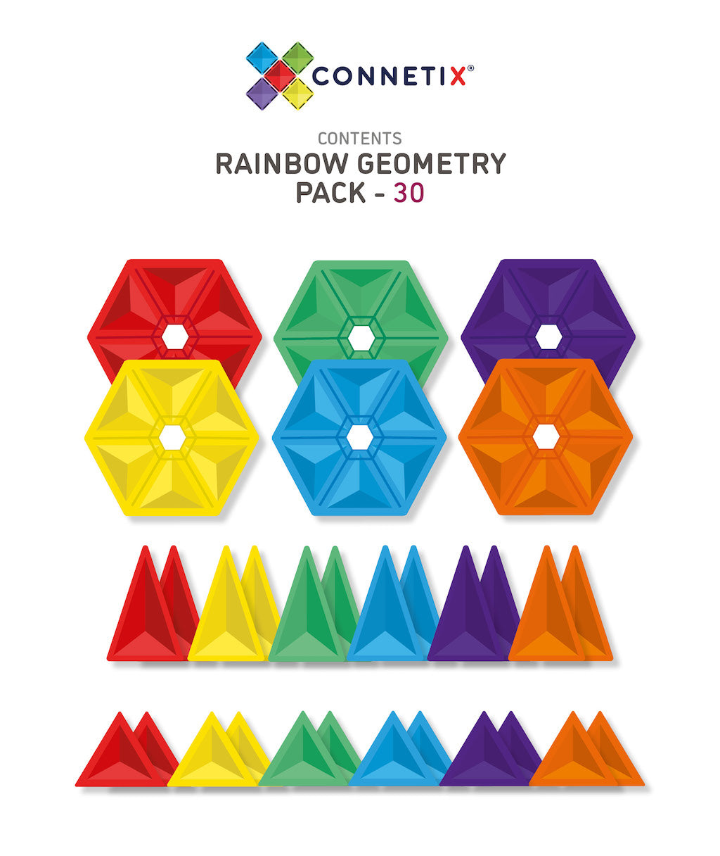 Connetix Magnetic Tiles Rainbow Geometry Pack 30 pc