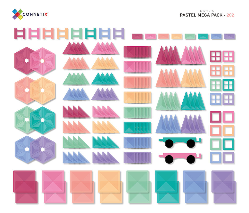 Connetix Tiles 202pc Pastel Mega Pack