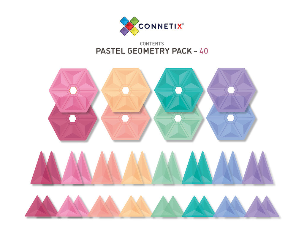 Connetix Tiles 40pc Pastel Geometry Pack