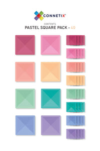 Connetix Tiles Pastel Square Pack 40 Pc