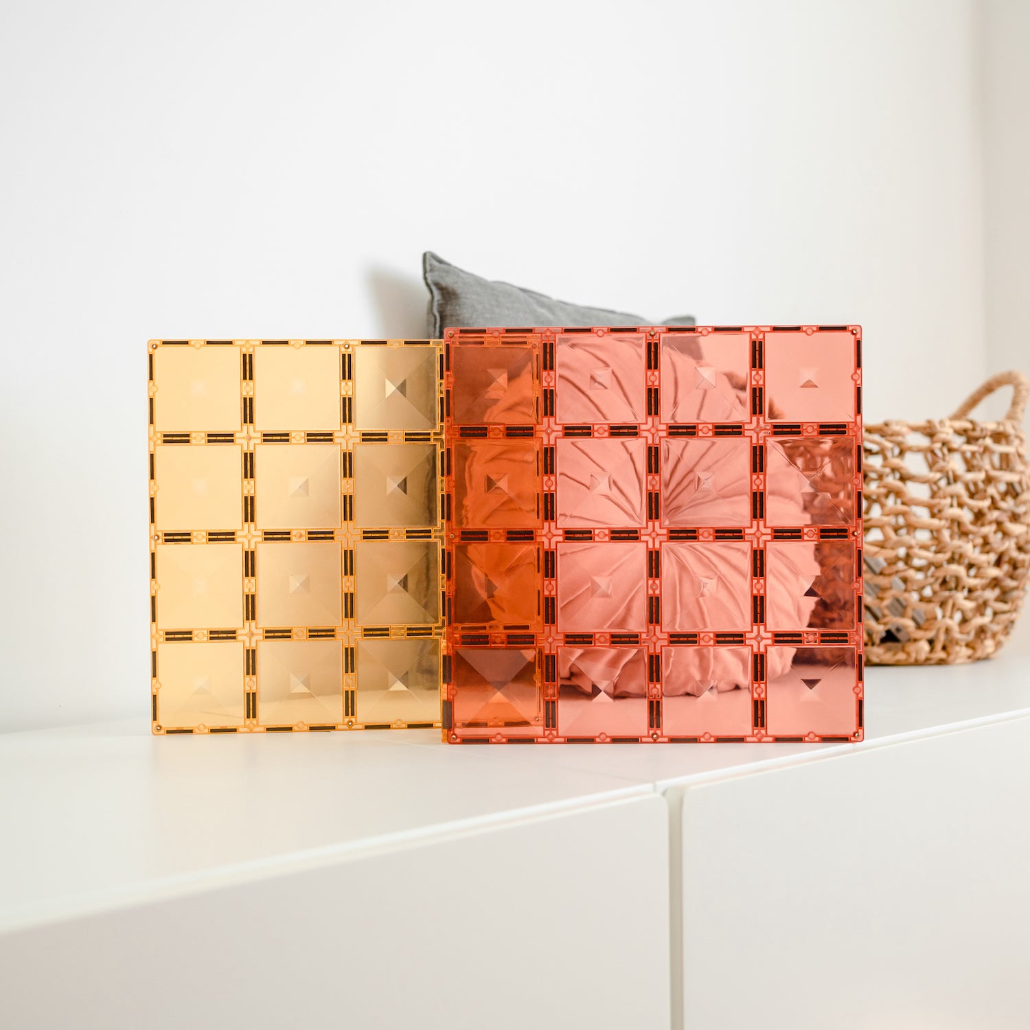 Connetix Magnetic Tiles 2 Piece Base Plate Lemon & Peach Pack