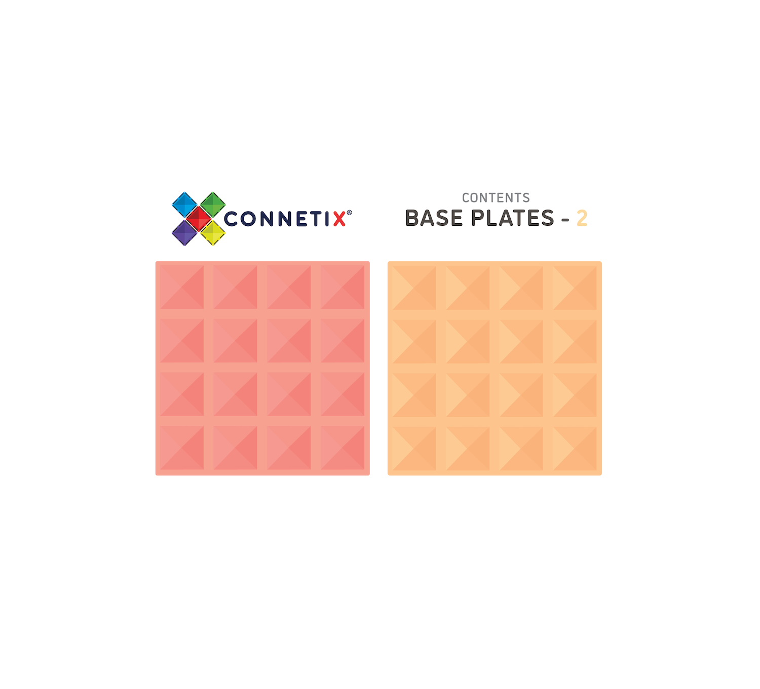 Connetix Magnetic Tiles 2 Piece Base Plate Lemon &amp; Peach Pack