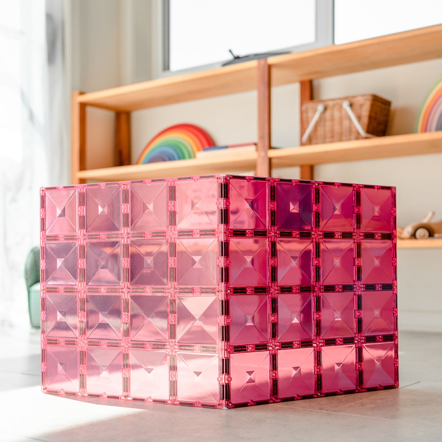 Connetix Magnetic Tiles 2 Piece Base Plate Pink & Berry Pack