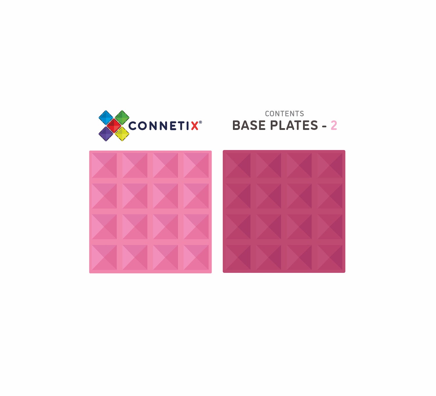 Connetix Magnetic Tiles 2 Piece Base Plate Pink & Berry Pack