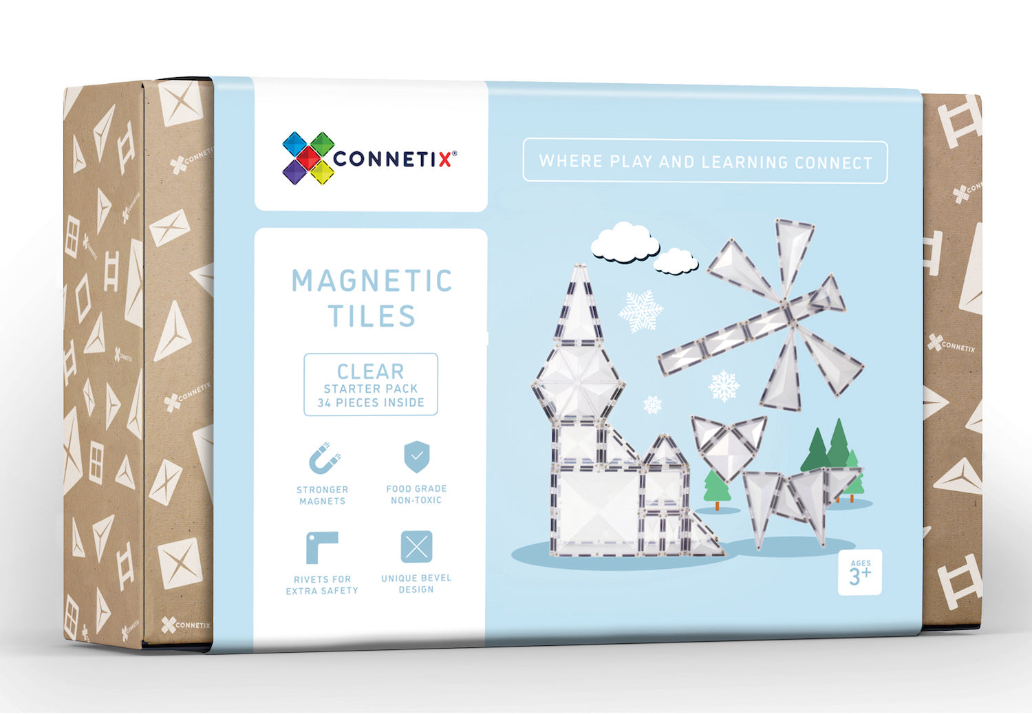 Connetix Magnetic Tiles 34 Piece Clear Pack