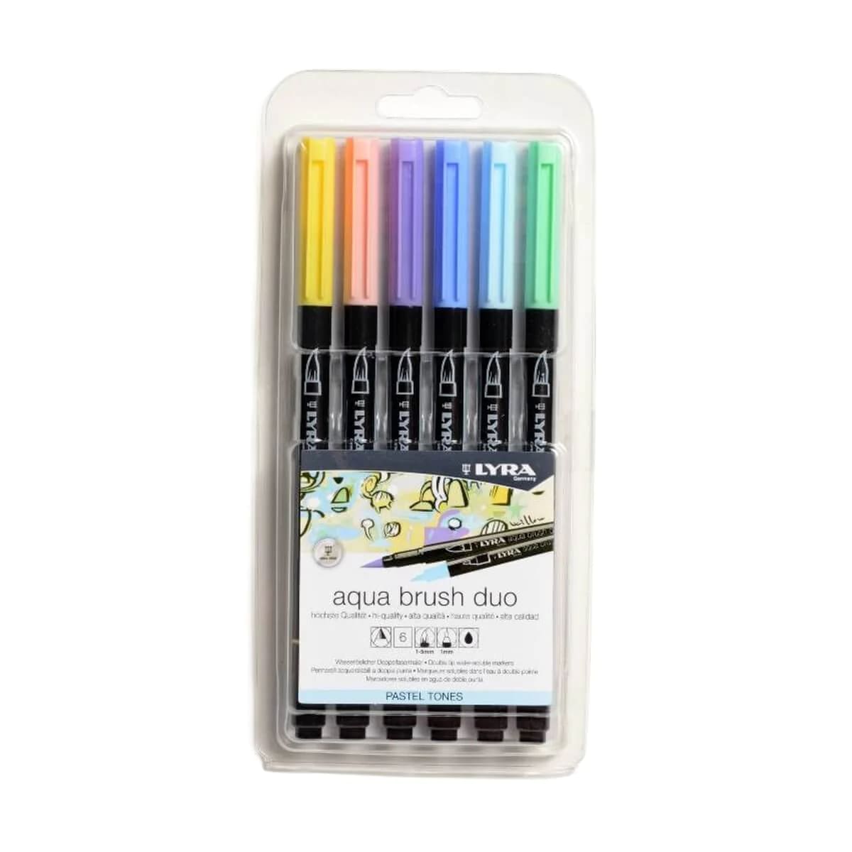 Lyra Aqua Brush Duo Pack of 6 Pastel