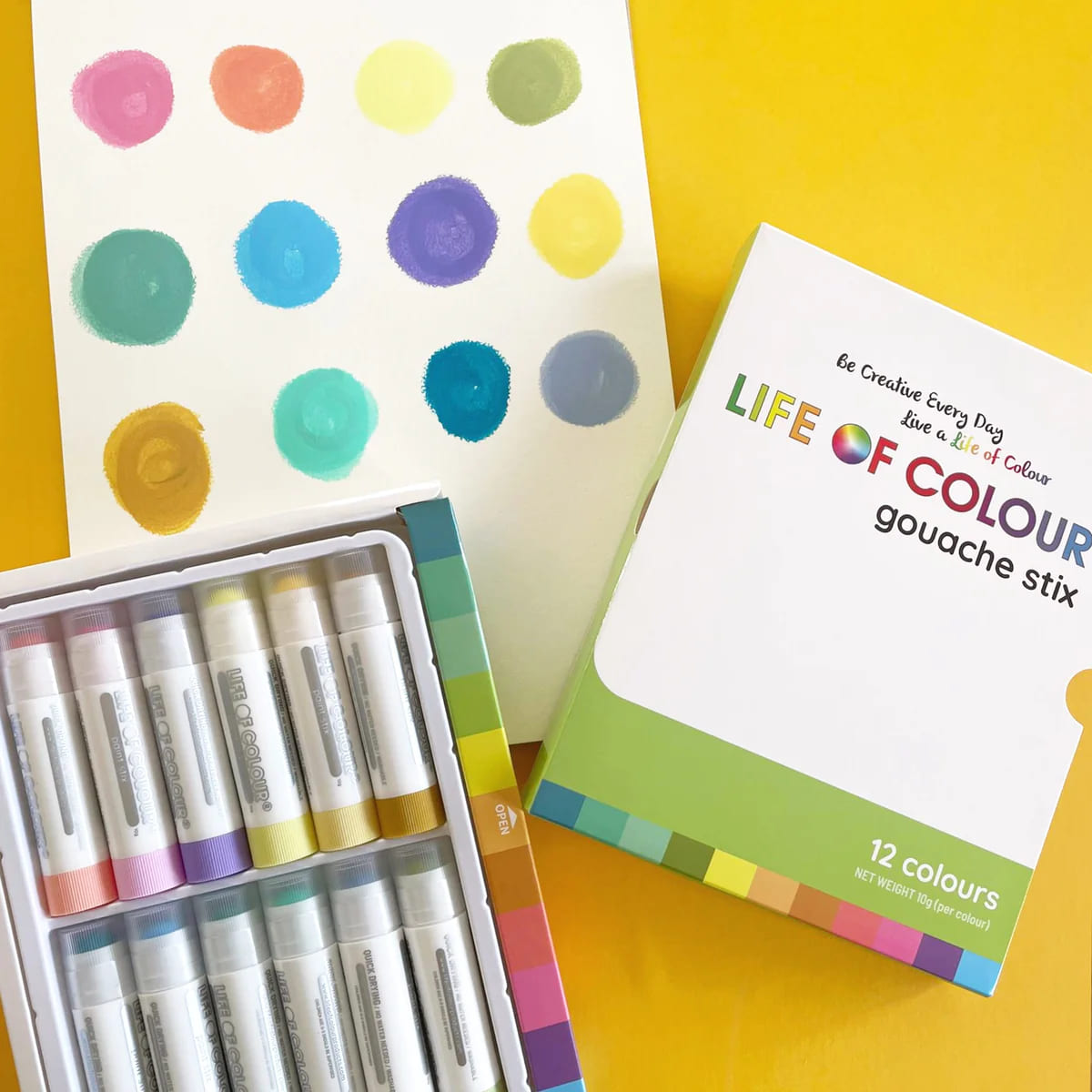 Life of Colour Pastel Gouache Paint Stix - Set of 12