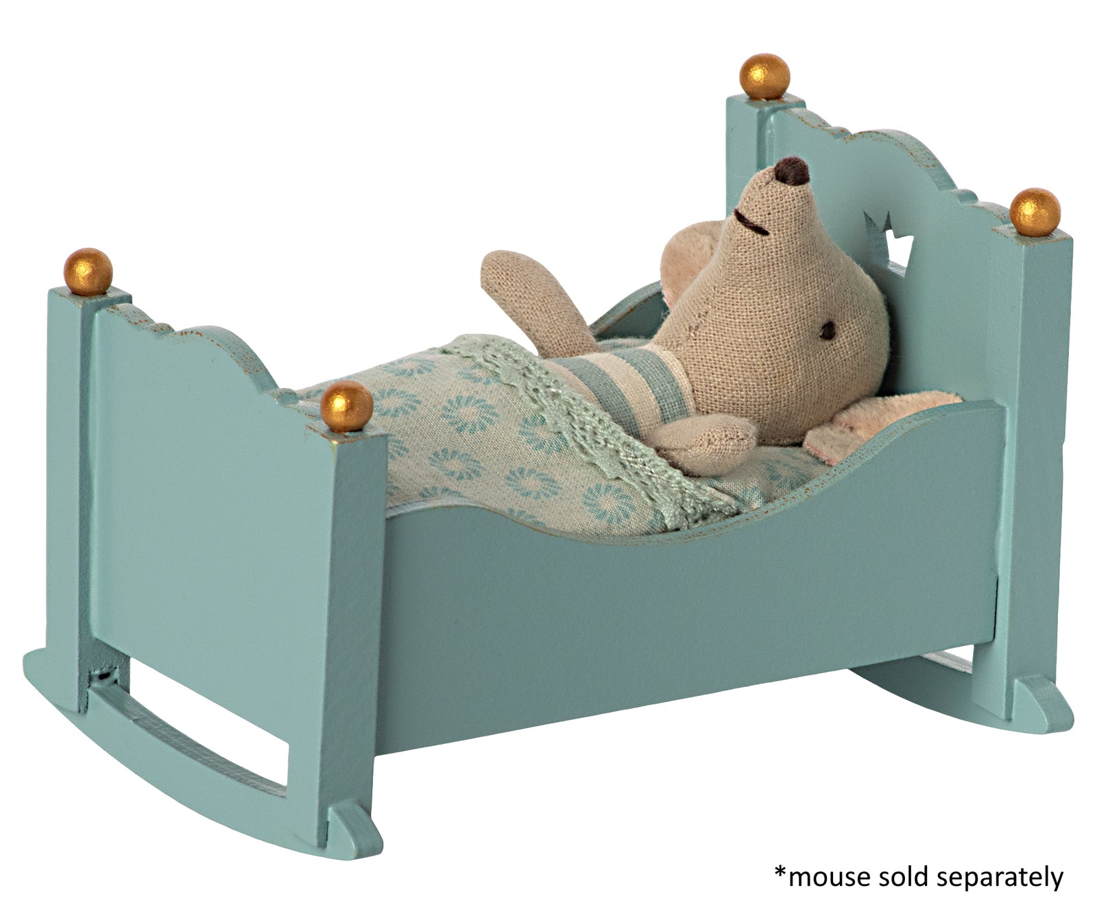 Maileg Cradle Baby Mouse Blue