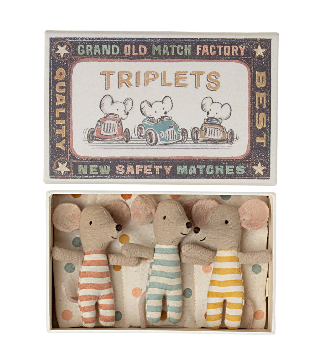 Maileg Triplets Baby Mice in Matchbox