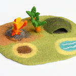 Load image into Gallery viewer, Tara Treasures Dinosaur Land Felt Play Mat Playscape
