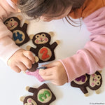 Load image into Gallery viewer, Tara Treasures Five Little Monkeys Felt Finger Puppet Set
