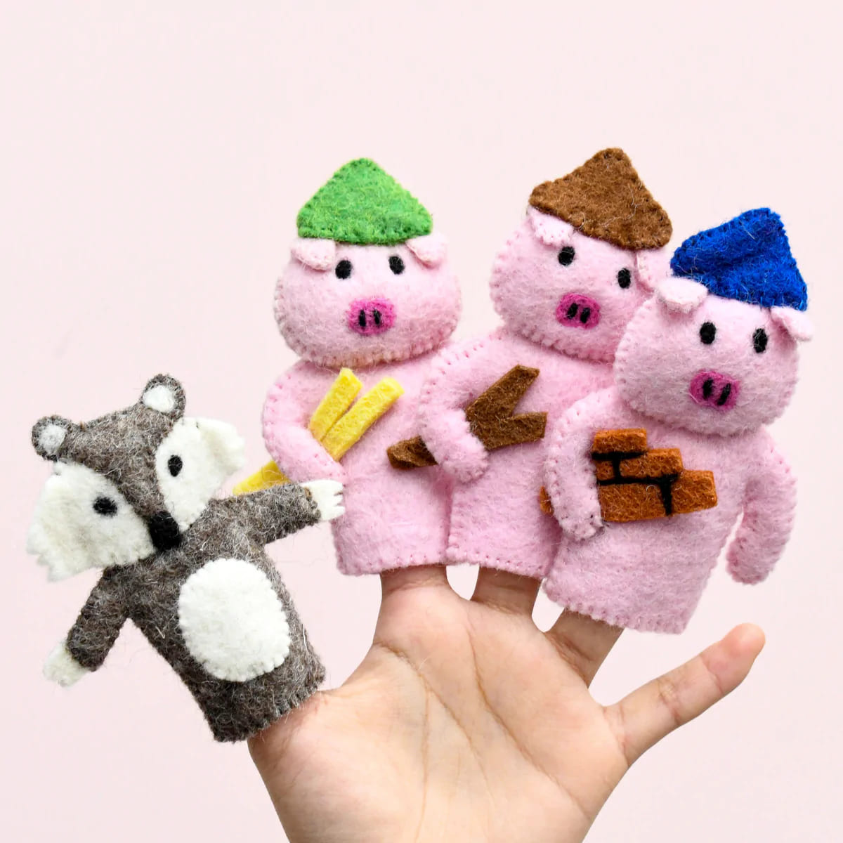 Tara Treasures The Three Little Pigs Felt Finger Puppet Set