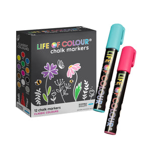 Life of Colour Classic Colours 6mm Tip Liquid Chalk Markers - Set of 12