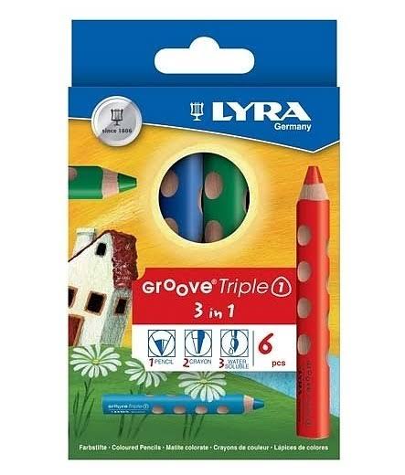 Lyra - Groove Triple One 3 in 1 (Colour Pencil Watercolour and Wax Crayon) - 6 Colours
