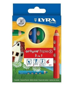 Lyra - Groove Triple One 3 in 1 (Colour Pencil Watercolour and Wax Crayon) - 6 Colours
